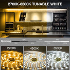 DAYBETTER 8 PCS Under Cabinet Lighting Kit, Bright Under Cabinet Lights, Flexible Led Strip Lights with Remote, for Kitchen Cabinets Shelf Desk Counter, 2700K-6500K Warm to Daylight White, 13.2ft