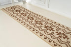 Custom Length Cut to Size Tribal Ethnic Southwestern Inspired Hallway Runner Rug, Non Slip Rubber Backed, 31 inch Wide X Customized Length, Aztec Beige, 31 inch X 30 feet