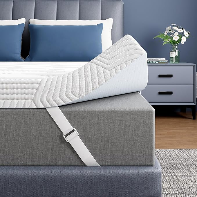 ELEMUSE 4 Inch Gel Memory Foam Mattress Topper Cal King Size Pressure-Relieving Mattress Topper for Back Pain,Non-Slip Design with Removable & Washable Cover, CertiPUR-US