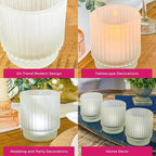 Kate Aspen Vintage Fluted Frosted Glass Tealight Votive Candle Holders (Set of 6), Rustic Decor, Boho Decorations, Shelf Decoration, Classic Look | Perfect Hostess Gift