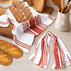 Urban Villa Kitchen Towels 100% Cotton Pack of 6 Highly Absorbent Quick Drying Soft Premium Dish Towels for Kitchen with Hanging Loop Thanksgiving Fall TeaTowels - 20x30 Inch (Rust & White Striped)