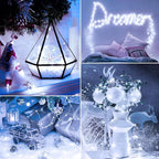 Minetom 12 Pack Fairy Lights Battery Operated String Lights with Timer - 7ft 20 LED Waterproof Silver Wire Firefly Lights Waterproof for DIY Crafts Wedding Décor Table Mason Jars Party, White