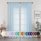 OWENIE Light Blue Sheer Curtains 84 inches Long for Bedroom Living Room 2 Panels Set, Privacy Rod Pocket Light Filtering Voile Sheer Curtains, Airy Farmhouse Curtains, 42Wx84L inch, Sky Blue