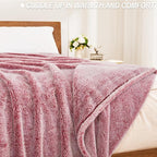 Exclusivo Mezcla Plush Fuzzy Fleece Bed Blanket King Size, Super Soft, Fluffy and Warm Blankets, Suitable for All Seasons (Mixed Deep Red, 90x104 Inches)