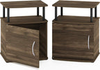 Furinno JAYA End Side Sofa Table/Nightstand with Door, 2-Pack, PVC Tubes, Columbia Walnut/Black