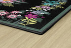 Flagship Carpets Schoolgirl Style Vintage Floral Educational Area Rug for Kids Room Seating Décor, Children's Classroom, Play Carpet for Teaching and Playroom, 7'6" x 12', Black & Multi