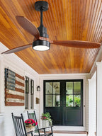 Sofucor Ceiling Fan with Lights, 52 Inch Mordern Wood Ceiling Fan with Remote for Indoor Farmhouse Bedroom Living Room Outdoor Patio Porch, Reversible DC Motor, Noiseless
