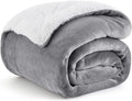 Bedsure GentleSoft Sherpa Fleece Throw Blanket for Couch - Thick and Warm Christmas Blanket for Winter, Soft Fuzzy Plush Throw Gift for Women and Men, Grey, 50x60 Inches