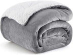 Bedsure GentleSoft Sherpa Fleece Throw Blanket for Couch - Thick and Warm Christmas Blanket for Winter, Soft Fuzzy Plush Throw Gift for Women and Men, Grey, 50x60 Inches