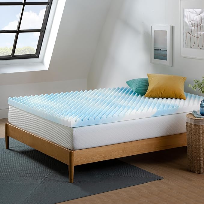 ZINUS 3 Inch Swirl Gel Cooling Memory Foam Mattress Topper, Smaller, More Convenient WonderBox Packaging, Cooling, Airflow Design, CertiPUR-US Certified, King