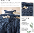 Bedsure Twin XL Comforter Set - Navy Blue Comforter, Boho Tufted Shabby Chic Bedding for Kids, 2 Pieces Vintage Farmhouse Bed Set for All Seasons, Fluffy Soft Bedding with 1 Pillow Sham