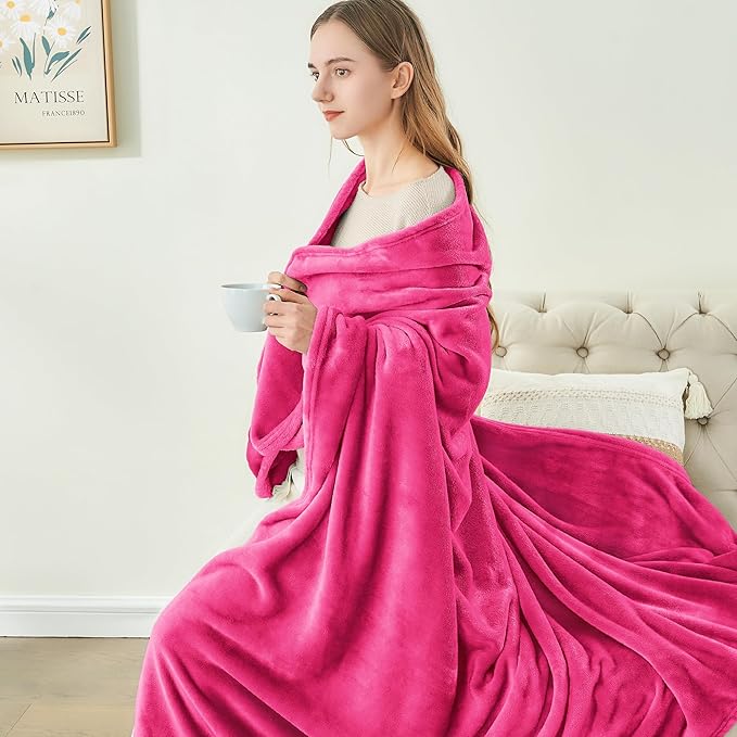BEDELITE Fleece Blanket Hot Pink Throw Blanket for Couch & Bed, Luxury Plush Cozy Fuzzy Blanket 50" x 60", Super Soft Warm Lightweight Throw Blanket for Travel Camping