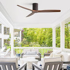 Sofucor 52 Inch Ceiling Fan No Light, Solid Wood Indoor/Outdoor Ceiling Fans Without Lights, Reversible DC Motor, 6 Speed, Flush Mount Ceiling Fans for Bedroom Living Room Farmhouse Patio