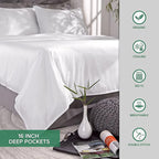 California King Sheets by Pure Bamboo, Genuine 100% Organic Viscose Derived from Bamboo Bed Sheet Set, Soft & Cooling, Double Stitching, Lifetime Quality Promise (California King, Silver Pearl)