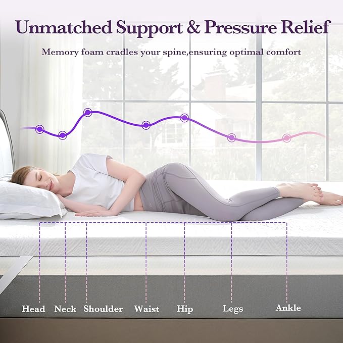 SINWEEK 3 Inch Gel Memory Foam Mattress Topper with Cooling Cover Ventilated Soft Mattress Pad, Bed Topper, CertiPUR-US Certified, Twin XL Size