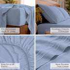 Mellanni Full Sheets Set - 4 PC Iconic Collection Bedding - Hotel Luxury, Extra Soft, Cooling Bed Sheets - Wrinkle, Fade, Stain Resistant (Full, Sky Blue)