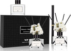 WEALD TRIBE Real Flower Reed Diffuser Set of 3 for Bathroom Shelf Decor, Lemongrass,Eucalyptus & Mint,Velvet Vanilla Scent Sticks Defusers with Essential Oils | Home Office Fragrance(1.7 fl oz/Pack)