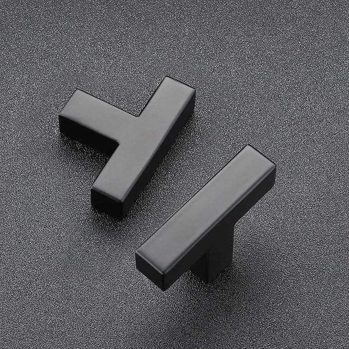 Ravinte 5 Pack Black Cabinet Pulls Single Hole Square Kitchen Cabinet Handles Matte Black Kitchen Hardware for Drawer Pulls Drawer Handles Come with Screwdriver