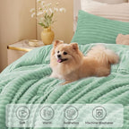 BEDELITE Fleece Twin Comforter Set -Super Soft & Warm Fluffy Light Green Bedding, Luxury Fuzzy Heavy Bed Set for Winter with 1 Pillow case