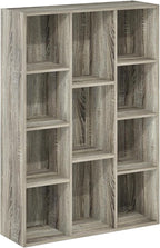 Furinno LUDER Book Shelf, 11-Cube Bookshelf, Reversible Bookcase, 9.4" x 29.1" x 41.7", for Living Room, Bedroom, Home Office, French Oak