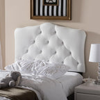 Baxton Studio Rita Modern and Contemporary White Faux Leather Upholstered Button-Tufted Scalloped Twin Size Headboard