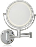 JERDON Wall-Mounted Makeup Mirror with Lights - Direct-Wired Lighted Makeup Mirror with 8X Magnification & Chrome Finish - Model HL88CLD