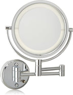 JERDON Wall-Mounted Makeup Mirror with Lights - Direct-Wired Lighted Makeup Mirror with 8X Magnification & Chrome Finish - Model HL88CLD