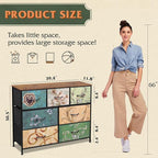 WLIVE 7 Drawer Dresser TV Stand, Entertainment Center, Media Console Table with Metal Frame and Wood Top for TV up to 45 inch, Chest of Drawers for Bedroom, Living Room, Floral Painted