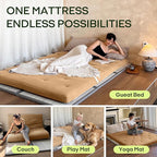 ZonLi Japanese Floor Futon Mattress Full Size 75"x 54", 100% Cotton Cover 2.5'' Thicken Tatami Mattress, Foldable Sleeping Pad, Portable Dormitory Tatami Mat, Roll Up Floor Lounger Bed for Adult