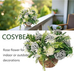 Grey Roses Artificial Flowers 25 PCS, Fake Rose Flower Heads Flowers with Stem for DIY Bouquets Wedding Decorations Centerpieces Arrangements Party Home Decor