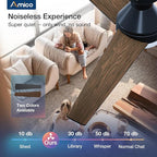 Amico Ceiling Fans with Lights, 52 inch Low Profile Ceiling fan with Light and Remote Control, Flush Mount, Reversible, 3CCT, Dimmable, Noiseless, Black Ceiling Fan for Bedroom, Indoor/Outdoor Use
