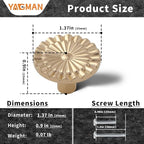 Champagne Bronze Cabinet Knobs 6 Pack Round Sunflower Dresser Drawer Hardware Furniture Cupboard Handles for Bathroom Single Hole Knob Kitchen SH-CB-K6