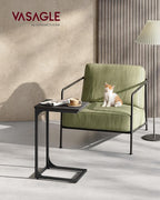 VASAGLE C-Shaped End Table, Small Side Table for Couch, Sofa Table with Metal Frame for Living Room, Bedroom, Bedside, Ebonized Oak and Black