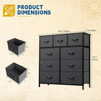 DWVO 9 Drawers Dresser for Bedroom, Fabric Storage Tower for Living Room, Entryway - Sturdy Steel Frame, Wooden Top & Easy Pull Fabric Bins