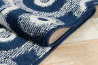 Custom Length Cut to Size Retro Modern Coastal Carpet Runner Rug for Hallways, Non Slip Rubber Backed, 31 inch Wide X Customized Length, Geo Blue, 31 inch X 6 feet