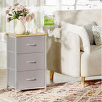 Somdot Dresser for Bedroom with 3 Drawers, Storage Organizer Chest of Drawers with Removable Fabric Bins for Closet Bedside Living Room Laundry Entryway Hallway, Ash Grey