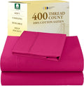 California Design Den Twin Sheet Set - 400 Thread Count Sateen, Natural 100% Cotton Cooling Sheets, Deep Pockets with All Around Elastic, Soft, Cool and Durable Bedding - Hot Pink