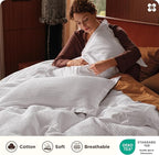 Bedsure Cotton Duvet Cover Set - 100% Cotton Waffle Weave Bright White Duvet Cover California King Size, GentleSoft™ and Breathable Cal King Bedding Set for All Season, 3 Pieces, 104"x98"