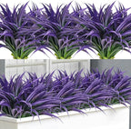 Ouddy Decor 20 Pcs Fake Outdoor Plants Artificial Grass Greenery Stems Faux Plastic Plants UV Resistant for Indoor Outside Garden Hanging Planter Pathway Porch Patio Window Box Home Decor, Purple