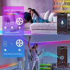 130ft Led Lights For Bedroom (2 Rolls of 65ft), Led Strip Lights Music Sync Color Changing, Led Light Strip With Remote & App Control Rgb Strip, Led Lights For Room Dorm Home Classroom Ceiling Decor