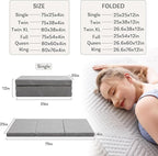 MLILY Tri-Fold Memory Foam Mattress, 4 inch King Folding Mattress with Collapsible and Washable Cover, Travel and Guest Mat, 80"×76"×4", Grey