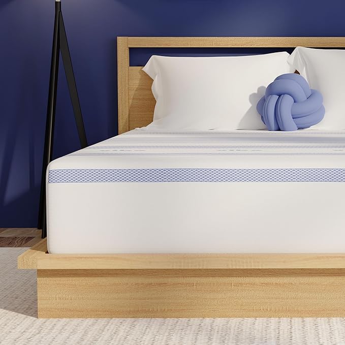 Vibe Gel Memory Foam Mattress, Fiberglass Free 8-Inch CertiPUR-US Certified Bed-in-a-Box, King, White