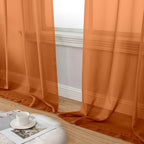 Aiyufeng Orange Sheer Curtains 63 Inch Length 2 Panels Set, Light Filtering Airy Rod Pocket Orange Window Curtain Treatment Drapes for Kitchen Bedroom Living, Each 40Wx63L Inches