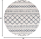 SAFAVIEH Arizona Shag Collection Area Rug - 3'2" Round, Ivory & Slate, Moroccan Design, 1.6-inch Thick, Non-Shedding, Ideal for High Traffic Areas in Living Room, Bedroom, Dining (ASG741M-3R)