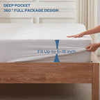 BEDLORE Waterproof Mattress Protector, King Size Noiseless Mattress Pad with Deep Pocket Fitted Up to 6-18 inches, Soft Noiseless Bed Mattress Cover Washable for Home, Bedroom, Hotel (White)
