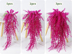 RECUTMS Artificial Plants Fake Hanging Vine Plant Hanging Eucalyptus Vine Artificial Leaves Greenery Plastic Plants for Indoor Bedroom Wall Decoration Outdoor Porch Home Wedding Decor(Pure Fuchsia)
