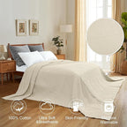 PHF 100% Cotton Waffle Weave Family Blanket,Oversized King Size 120"x 120"-Pre-Washed Snag Proof Lightweight Breathable Moisture-Wicking, 10'x 10' Huge Extra Large Big,Home Decoration Gift-Linen