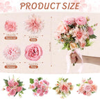 Zeyune 12 Bundles Artificial Peonies Flowers Artificial Silk Rose Faux Dahlia Fake Chamomile Hydrangea Bouquet Bulk for Vase Home Wedding Centerpiece Party Decoration(Blush Pink,Sweet)