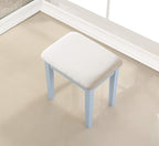 Roundhill Furniture Moniys Wood Makeup Vanity Table and Stool Set, Blue