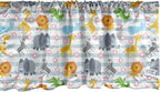 Ambesonne Savannah Window Valance, Friendly Zoo Animals with Happy Faces Cartoon Characters on Stripes Print, Curtain Valance for Kitchen Bedroom Decor with Rod Pocket, 42" x 12", Pale Azure Blue